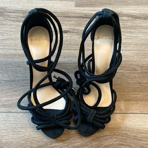Alexandre Birman black suede tie up sandals size 39